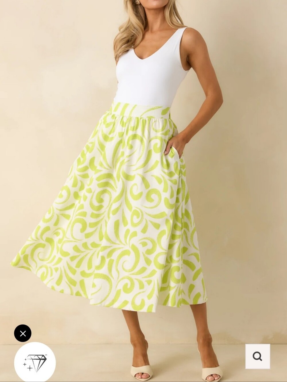 Prosperina Erica Multi Print Cotton Midi Skirt Size Small